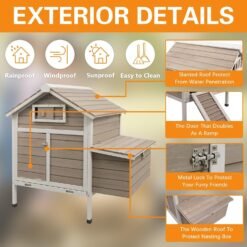 Alternative view of PETSCOSSET PET25 Chicken Coop with Nesting Box, with Ramp Outdoor Poultry Cage with Pull Out Tray,Grey