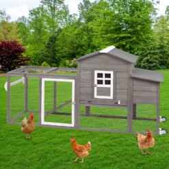 Alternative view of PETSCOSSET PET21W 78.7"Chicken Coop with Run Large Wooden Chicken House with Wheels,Combinable,Gray