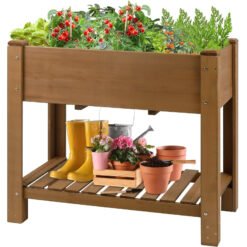 PETSCOSSET GF27 46.65"L Raised Garden Bed Wooden Elevated Planter Box with Legs, Brown
