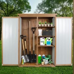 Alternative view of PETSCOSSET GF33 68.3"H Outdoor Storage Cabinet with 3 Shelves, Brown