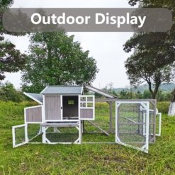 Alternative view of PETSCOSSET PET24 95" Large Chicken Coop Mobile Wooden Hen House with Nesting Box,with 6 Ventilation Door and Ramp,Grey